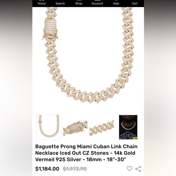 Baguette Prong Miami Link Chain